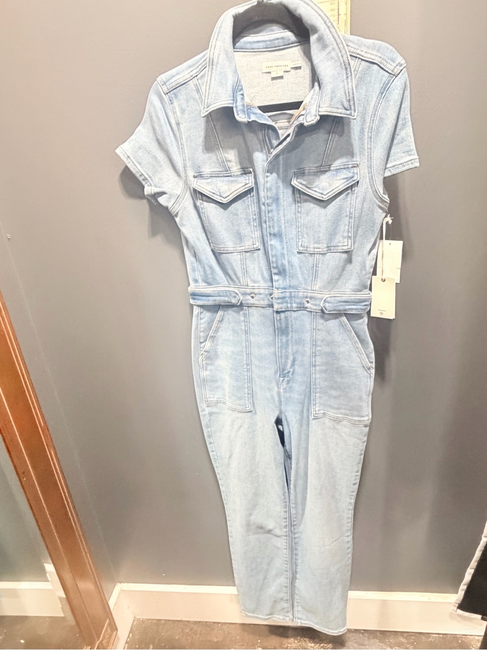 Good American Light Blue Denim Jumpsuit Overalls
